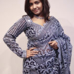 Midnight Blue Crystal Embroidered Designer Saree