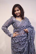 Midnight Blue Crystal Embroidered Designer Saree