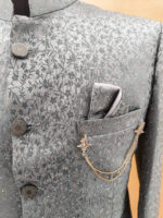 Pastel Pista Green Jacquard Bandhgala Set - Image 2