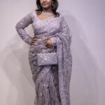 Lavender Designer Saree with Silver Sequin Embroidery