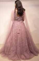 Mauve Embellished Net Ball Gown - Image 3